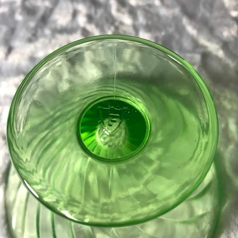 Vaseline Uranium Federal Glass Swirl Dessert Cup #57 - Picture 11 of 12